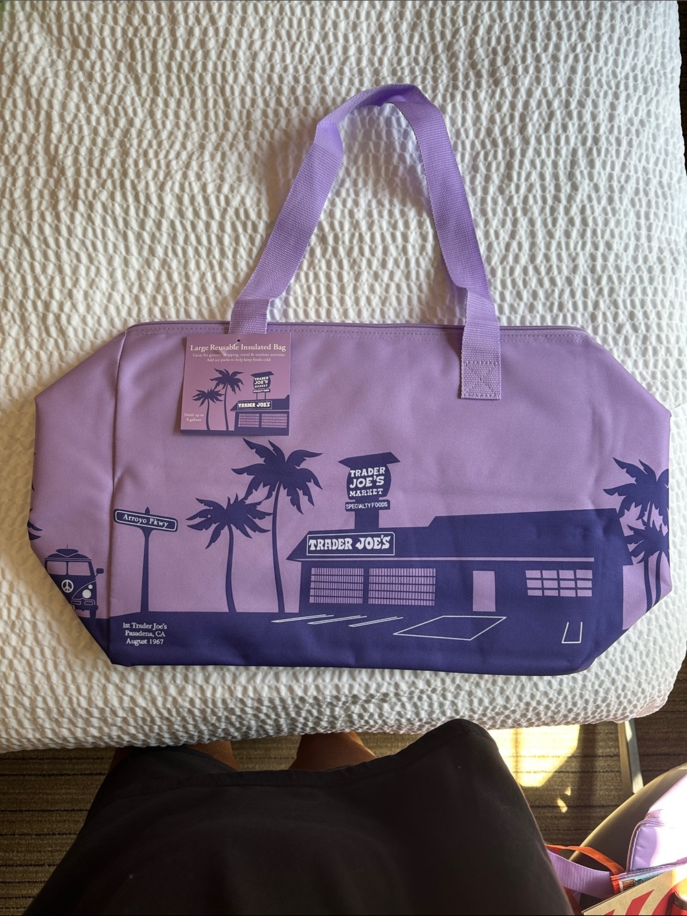 Trader Joe's Lavender Insulated Reusable Tote Bag